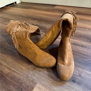 Target Tan Suede Fringe Ankle Boots